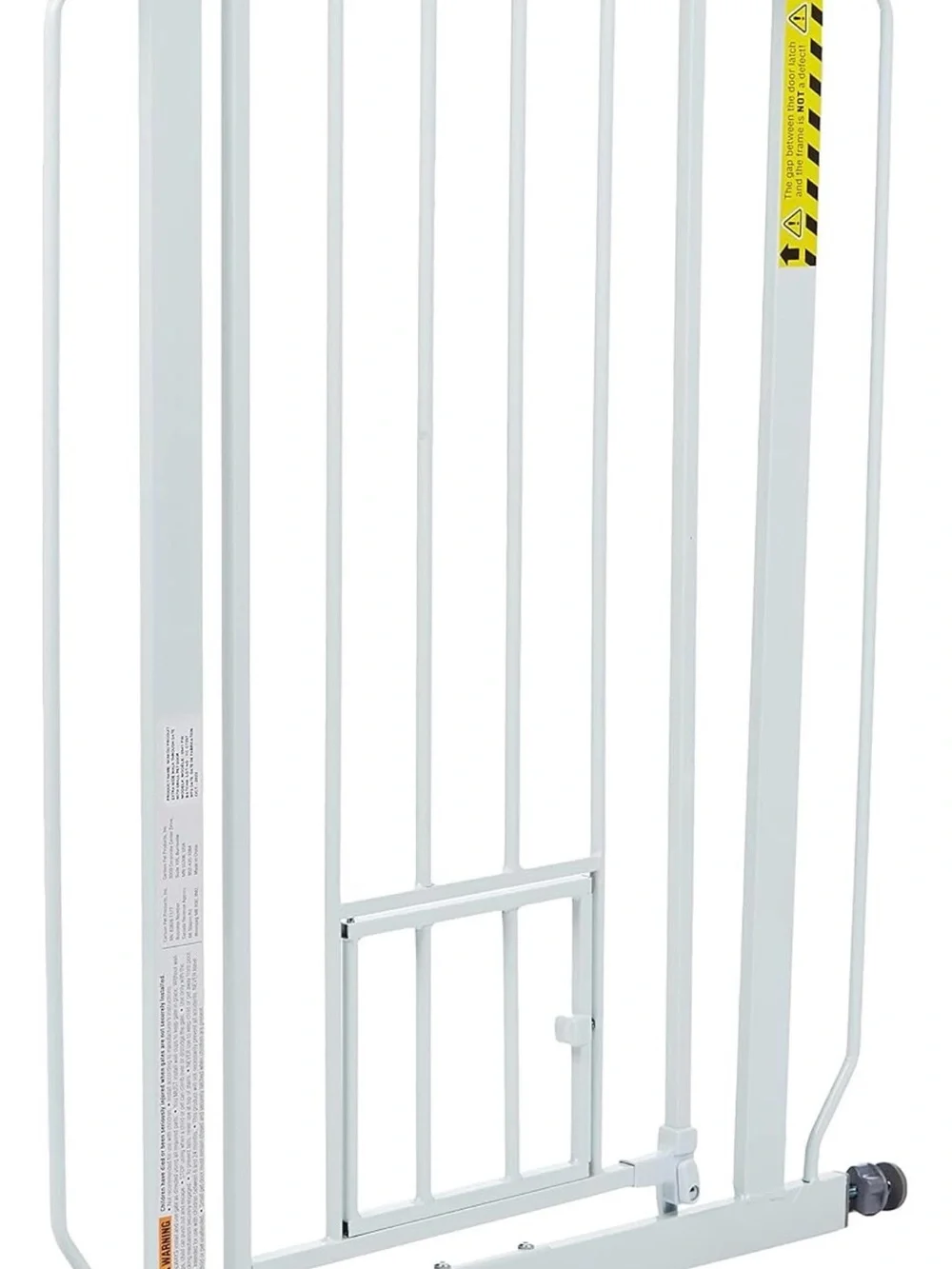 White Pressure-Mount Dog Gate with Small Pet Door